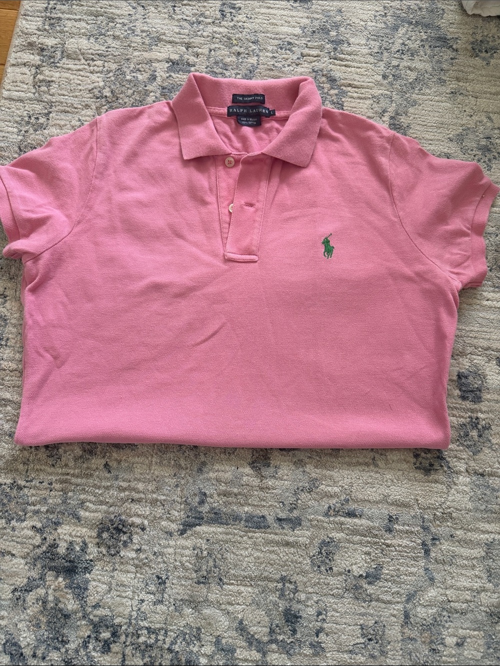 Ralph Lauren Pink Polo with Green Pony Embroidery